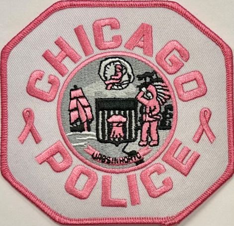CHICAGO (IL) POLICE DEPARTMENT SHOULDER PATCH - PINK on WHITE TWILL.